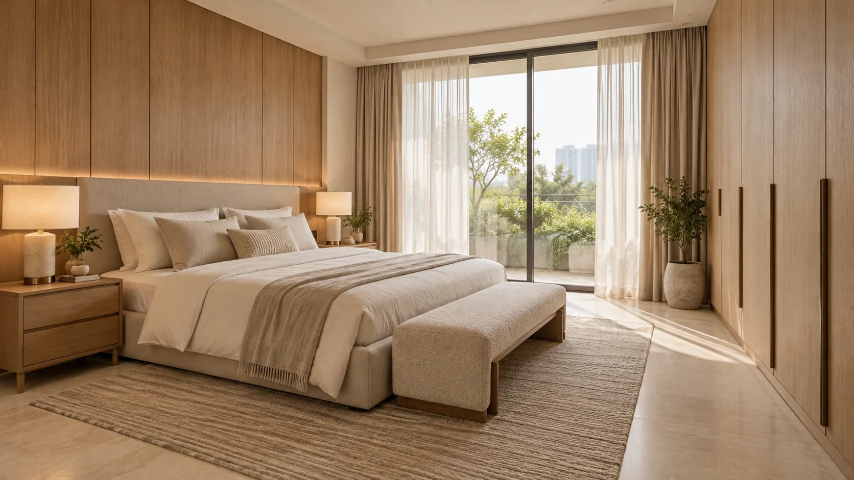 Original AI bedroom design concept, not a completed BLOC project