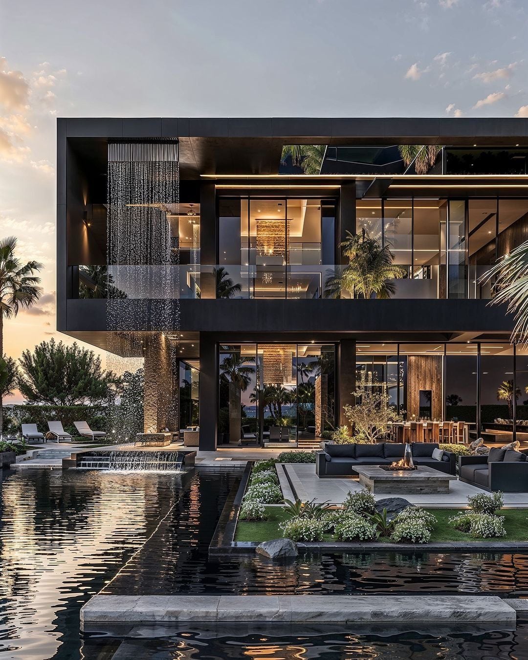 Contemporary house with generous terraces and a dark architectural frame